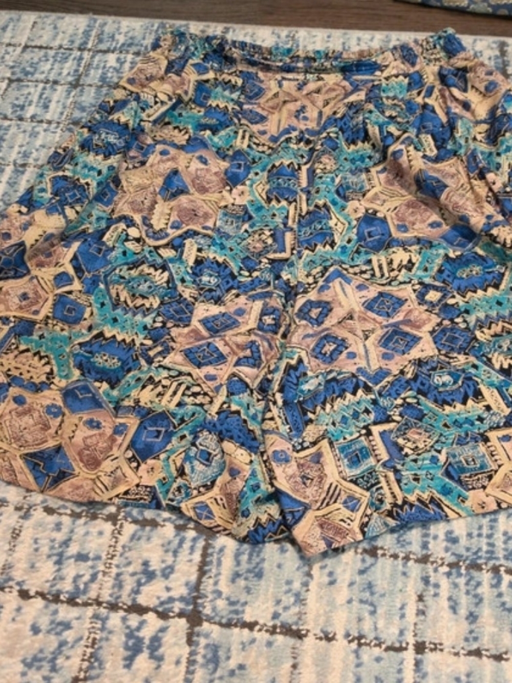 Printed Blue & Tan Women’s Shorts